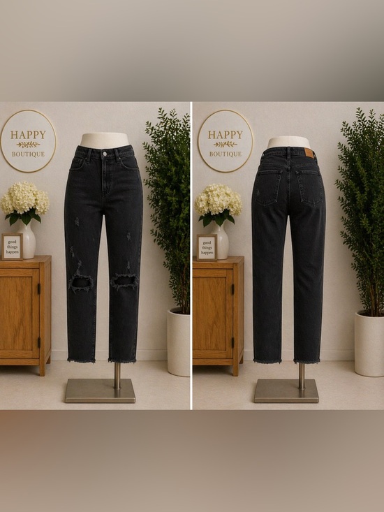 Abercrombie & Fitch Denim - Abercrombie & Fitch Black High-Rise Distressed Jeans